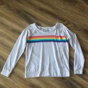 CHASER Distressed Rainbow Pride Sweatshirt